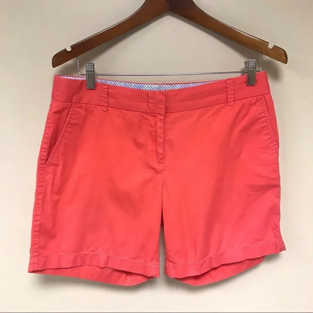 J Crew melon colored chino shorts.  Size 6